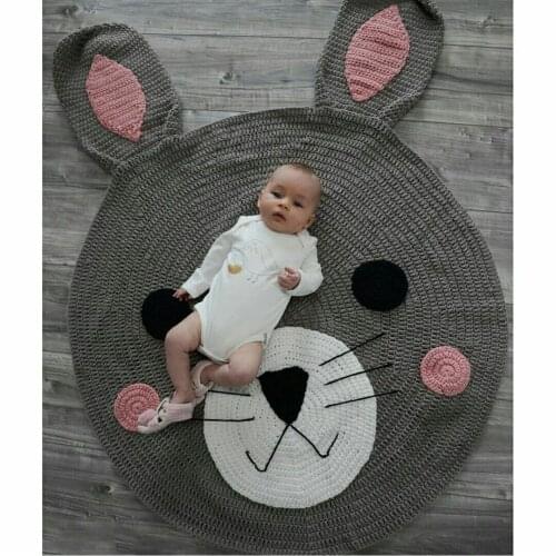 INS Hand-woven Blanket Baby Cartoon Knitted Rabbit Blanket Childrens Cotton Thread Air-conditioning Blanket Photography Props