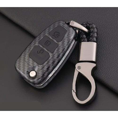 ABS Carbon Fiber Shell+Silicone 3 Button Key Case Cover Key Protector For Ford Ranger C-Max S-Max Focus Galaxy Mondeo Transit To