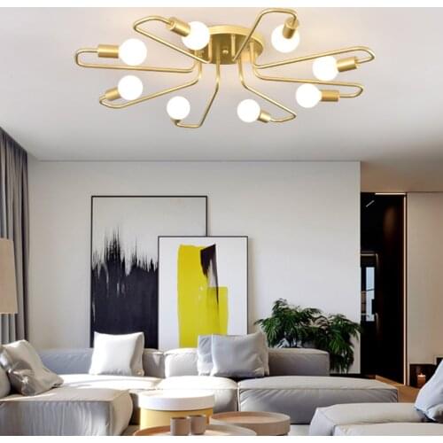 Creative Led Ceiling Lights Luminaire For Living Room Hall Minimalist Style ceiling mounted Lamp 4 heads pipes E27 light fixture