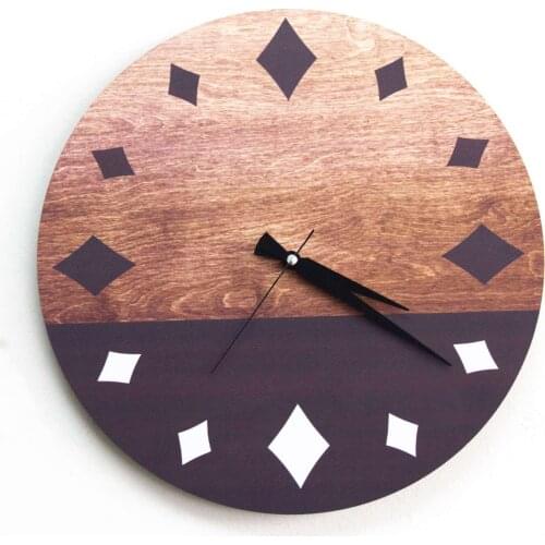 Round MDF Clock With Rectangular Numbers Design Home And Room Decoration Accessories