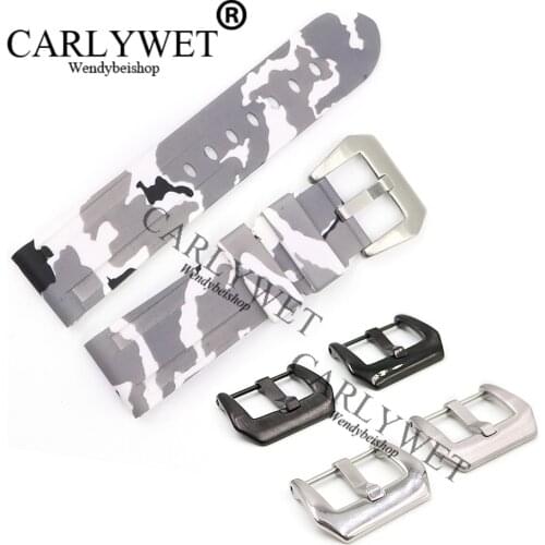 CARLYWET 24mm Hot sell Newest Camo White Waterproof Silicone Rubber Replacement Wrist Watch Band Strap For Luminor