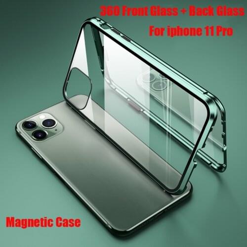 360 Magnetic Adsorption Metal Case For iPhone 6S 7 8 Plus SE 2020 Double Sided Glass Case For iPhone 12 11 Pro XS Max X XR Cover