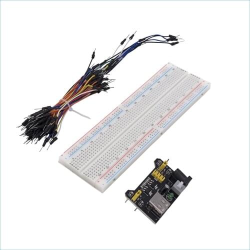 S ROBOT MB102 Power Supply Module 3.3V 5V+Breadboard Board 830 Point+65PCS Jumper Cable EC4