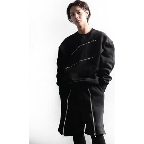 Mr. self made fall shoulder with zipper Ribbon in autumn and winter