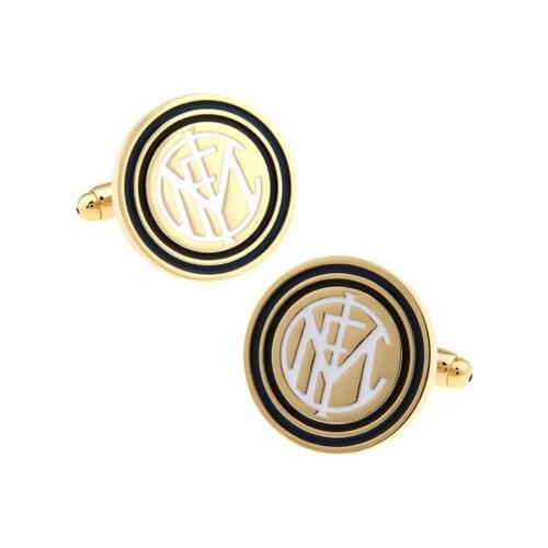 Mens Football Club Cufflink Copper Material Golden Color