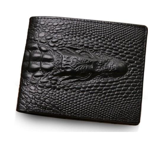 2019 Genuine Leather Men Wallets Crocodile Head Cow Male Wallet Fashion Men Coin Purse Holders 3d Short Designer Carteiras