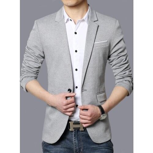 Men Casual Solid Color Suit Blazer Brand Korean Formal Masculino Blazer Suit Male One Button New Slim Fit Party Jacket FS-158