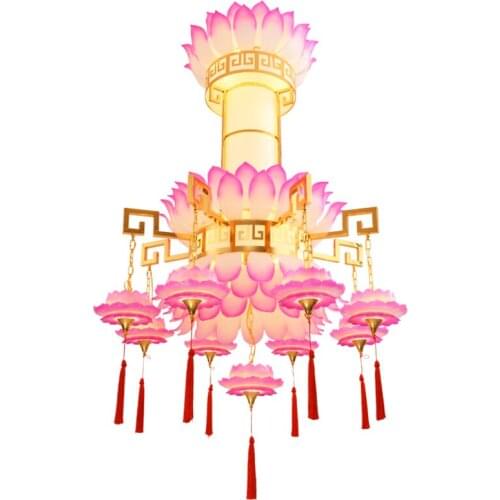 New Chinese-Style Chandelier Inn Zen Hall Lamp Temple Buddhist Hall Court Laid-Back Lotus Chandelier Club Pavilion of Regimen