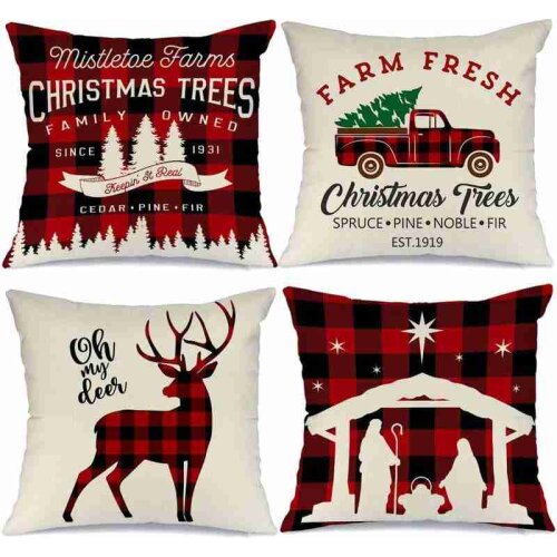 2021 new Christmas linen pillowcase cross-border Christmas Christmas gift pillowcase customization N4T7