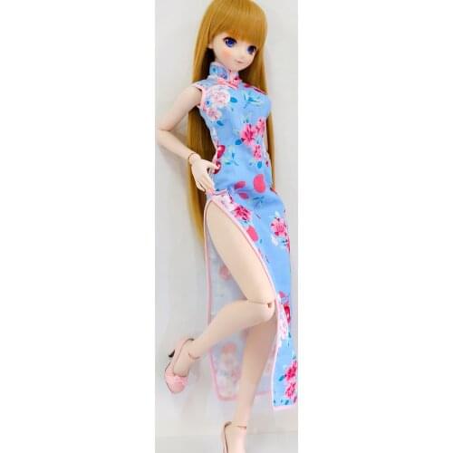 New BJD Doll Clothes Chinese-Style Dress Cheongsam chi-pao Printed Bodycon Elegant skirt Suitable for 1/3 DD Dy Can Custom doll