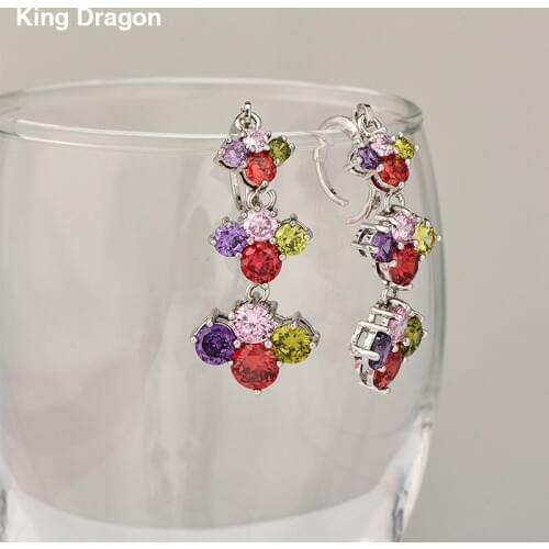 New Arrival Luxury Floral Cubic Zirconia Clip Earrings Jewelry Wedding Bride Earrings For Girlfriend CZE-9071