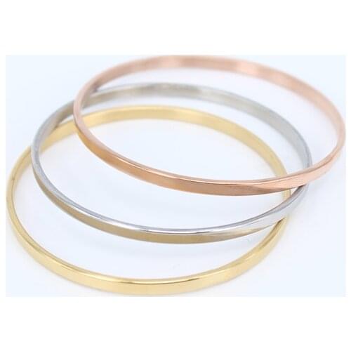 Suitable for 3-8 year-old childrens Bangles Stainless steel jewelry 3 pieces/set 3mm Bracelets & Bangles simple LH220