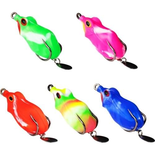 10g 55cm Soft Frog Fishing Lures With Metal Sequins Top Water Artificial Bait Double Hooks Frog Lure Fishing Tackle