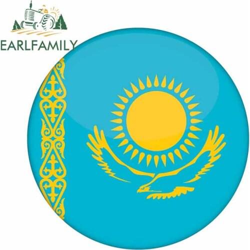 EARLFAMILY 13cm x 12.7cm for Kazakhstan Flag Button Car Sticker Motorcycle VAN Decal Personality Camper Creative Vinyl Car Wrap