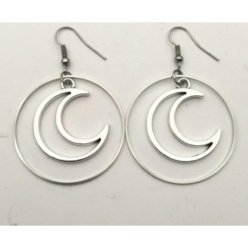 Crescent Moon Shaped Hoop Ring Shaped Hoop Earrings Crescent Moon Shaped Hoop Round Earrings Large Hoop Earrings