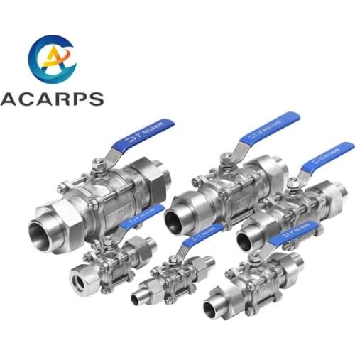 1/2" 3/4" 1" 1-1/4" 1-1/2" 2" Three Piece Double Outer Wire Welded Sleeve Ball Valve Three Piece Ball Valve Welded Ball Valve