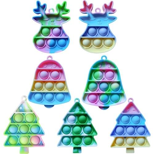 Silicone Push Bubble Sensory Fidget Toy Pendant Keychain Anti-Stress Toush Bubble Autism Toy Adult Fidget Stress Relief Game