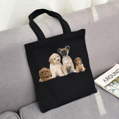 Dachshund Dog Poodle Cute Kawaii Tote Bags Pet Dog Series Canvas Bag Customized Eco Personalized Handbag Logo Shopping Bags