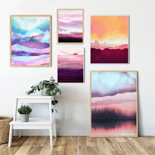 Nordic Abstract Geometry Morandi Poster Sun River Art Canvas Print Baby Nursery Wall Picture Painting Kids Girl Bedroom Decor