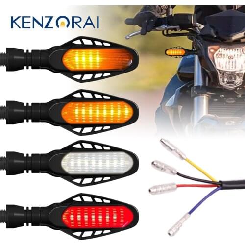 LED Motorcycle Signal Lights Brake Turn Light Smoked Shell 12V White Yellow Red Light Flowing Taillight DRL Daytime running Lamp