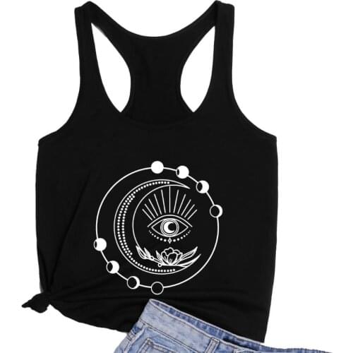 Third Eye Moon Yoga Loose Vest Funny Cute Workout Fitness Running Run Tanks Pure cotton Funny Summer Tees