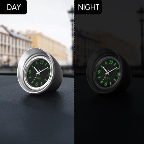 Car Ornaments 1.7" Luminous Quartz Clock Creative Mini Digital Pointer Decoration Watch Automobile Interior Decor Pasteable