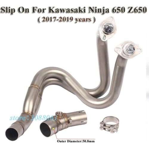 Motorcycle Exhaust Escape Slip On For Kawasaki ER6N Ninja 650 Z650 2017 2018 2019 Connector Front Link Pipe Without 51mm Muffler