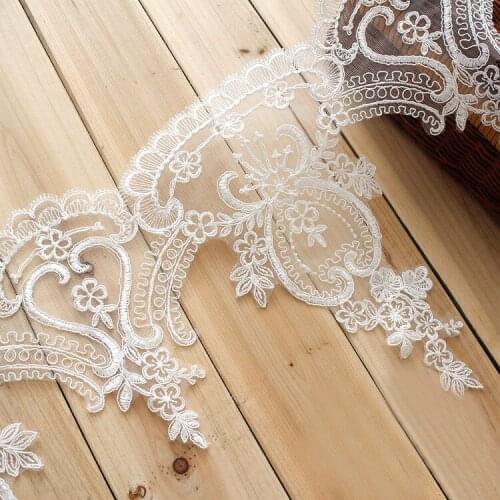 2y High Grade Wedding Lace Accessories European DIY Handmade Lace Trim Fabric Bride Veil Headdress Clothing Lace Collar Material