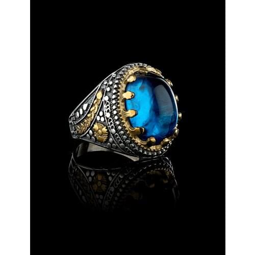 Amber 925 Sterling Silver Mens Ring Jewelry for Men