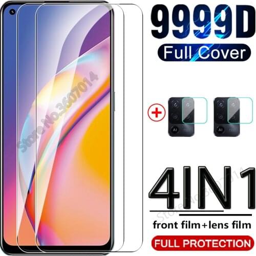 4in1 Full Glue Tempered Glass Case For Oppo Reno5 Reno4 Lite Glass For Reno 5 4g 5g 4F 5F 4 Lite Glas Camera Lens Protect Film