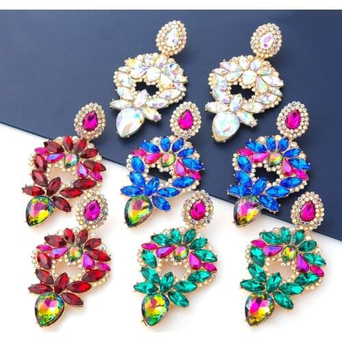 KMVEXO Luxury Water Drop Crystal Earrings for Women 2019 Big Colorful Statement Rhinestone Earrings Fashion Wedding Jewellery