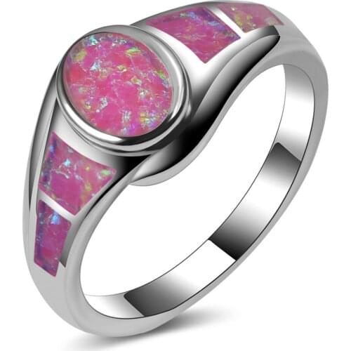 Hot Sale Exquisite Pink Fire Opal 925 Sterling Silver High Quantity Engagement Wedding Ring Size 5 6 7 8 9 10 11 A153