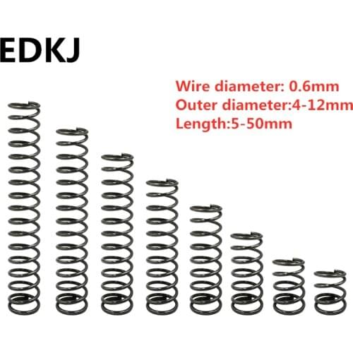 10pcs compression spring 0.6 series length 5 10 15 20 25 30 35 40 45 50mm small spring 65 manganese compression spring
