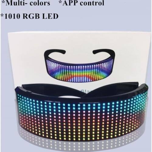 1010 RGB LED Party Glasses Bluetooth APP Control Shield Luminous Glasses USB Charge DIY App Control Multi-lingual Quick Flash