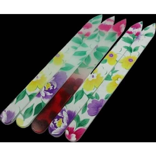 2000X Crystal Glass Nail File with Vinyl Sleeve 5 1/2" Fashion Flower Prints Drop Shipping