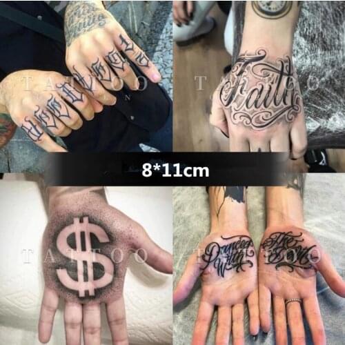 4 Sheets/set Temporary Tattoo Sticker Sexy Letters Tatoo Men Faux Tatouage for Hands Arm 8*11cm Tatuajes Temporales