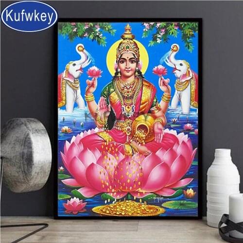 5d cross stitch diy square diamond painting Goddess Lakshmi full round drills diamond embroidey mosaic Hindu god portrait art