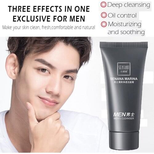 60g SENANA Mens Facial Cleanser Deep Cleansing Oil-Control Brightening Moisturizing Foaming Face Cleanser Facial Soap Acne