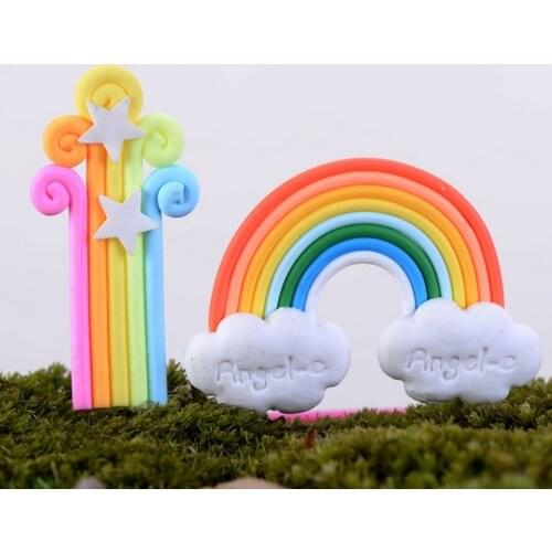 8Pcs/lot Kawaii Zakka Fleshy Clouds Rainbow Diy Mini Toys Moss Terrarium Micro Landscape Fairy Garden Gnome KS 029