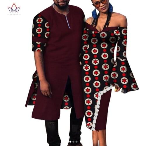 Africa Style Couple Clothes 2020 New Fashion African Dresses for Women Dashiki Plus Size Men Shirt Africa Clothing WYQ509