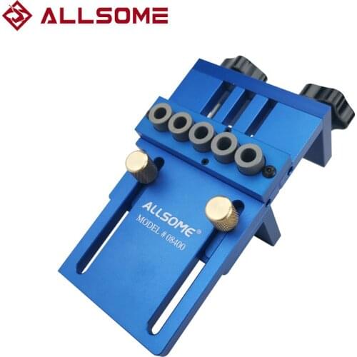ALLSOME 6/8/10mm Aluminum Alloy Jig Dowel Dowelling Clamp Jig Set 3 In 1 Locator For DIY Carpentry Woodworking Tools