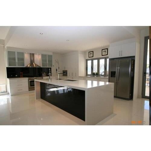 Australian kitchen cabineit furniture with black backsplash