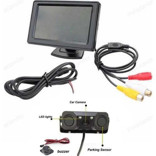 Vehicle Driving Accessories 4.3" TFT LCD Rearview Car Monitor + Auto Video Parking Sensor With Rear View Camera