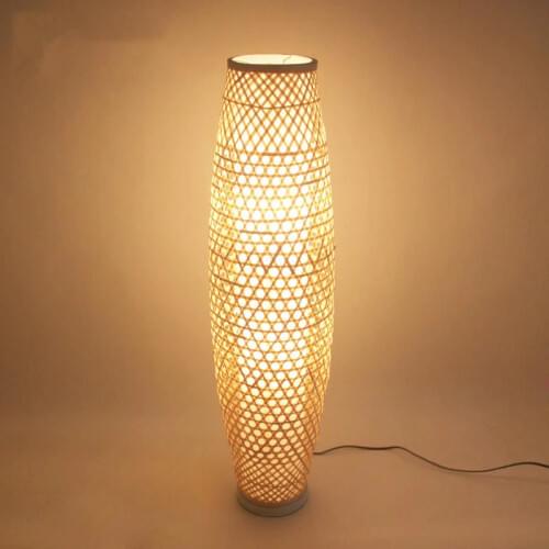 Bamboo Wicker Rattan Shade Vase Floor Lamp Fixture Rustic Asian Japanese Nordic Art Light Corridor Luminaria Fitting Luminaire