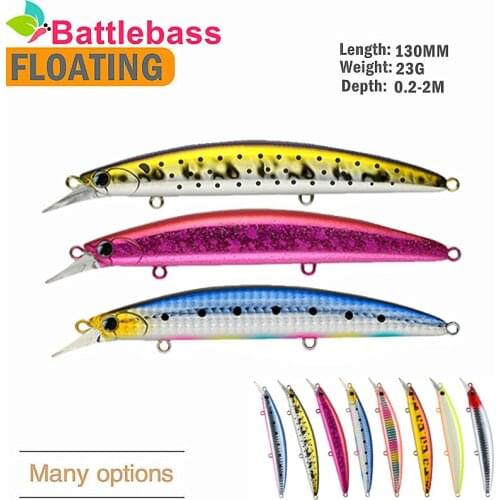 BATTLEBASS 2021 New Top Fishing Lure Floating Minnow 130mm 28g Saltwater Black Bass Pike Long Casting Hard Baits Tungsten Weight