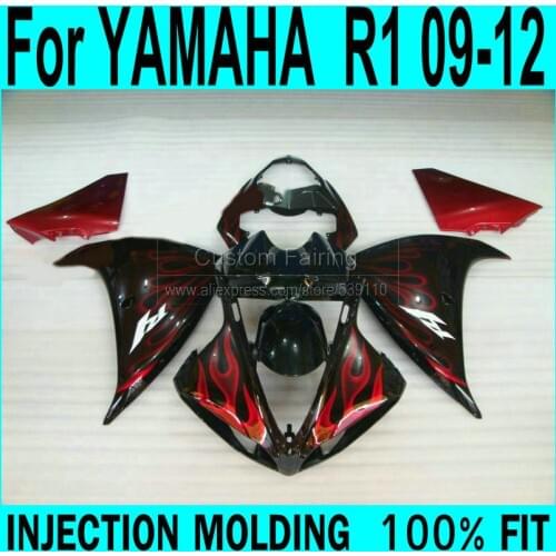 Free customize Fairing kit For YAMAHA R1 09 10 11 12 Fairings ( Red flame ) Injection +7gifts XP68