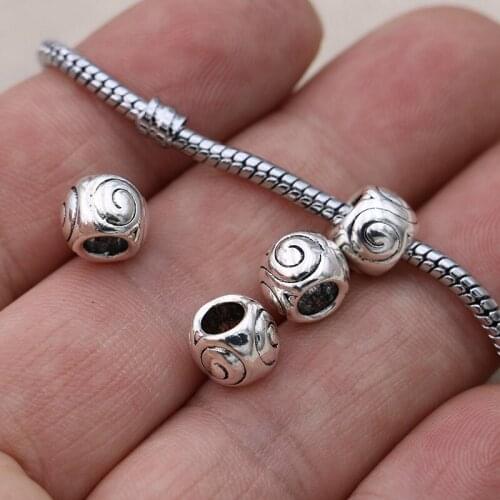 5PCS Antique Silver Plated Round Beads Fit Pandora Jewelry Making Charm Bracelet DIY Accessories Handmade Craft 11mm
