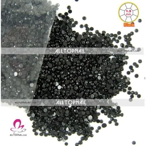 Black 1.5mm Faceted Round Nail Art Acrylic Rhinestone 240000pcs A_Grade Acrylic Stones (21 colors available)-Free Shipping