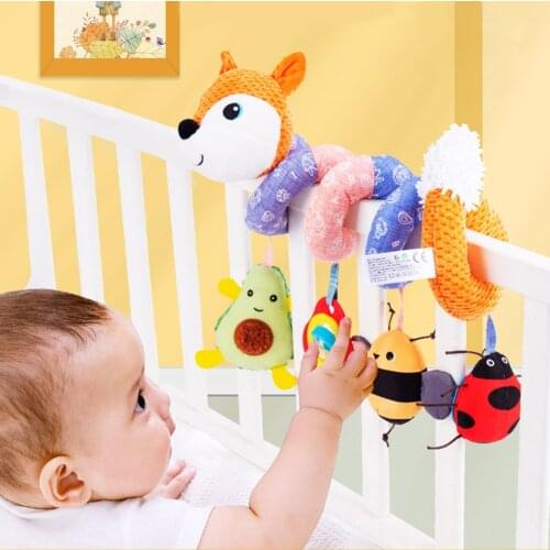 Baby Soft Plush Spiral Rattles Infant Animal Fox Bell Sound Early Educational Toys Babe Bedding Accessories Infant Small Gift