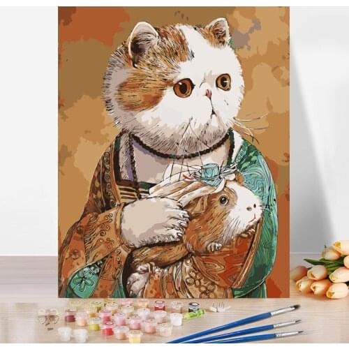 DIY Paint By Numbers For Adults Canvas Acrylic Pain Abstractionism Cat Drawing Room Hallway Bedroom 40x50cm Plank Frame